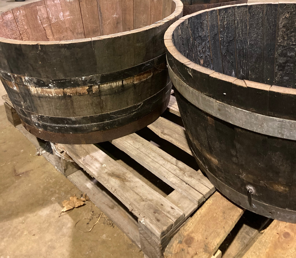 Rustic Half Barrel (To Hold a Christmas Tree) Free UK Shipping